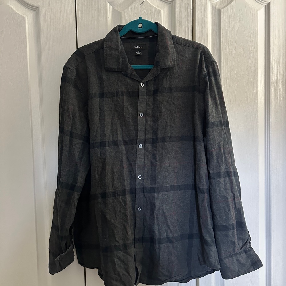 Alfani Charcoal Checkered Shirt